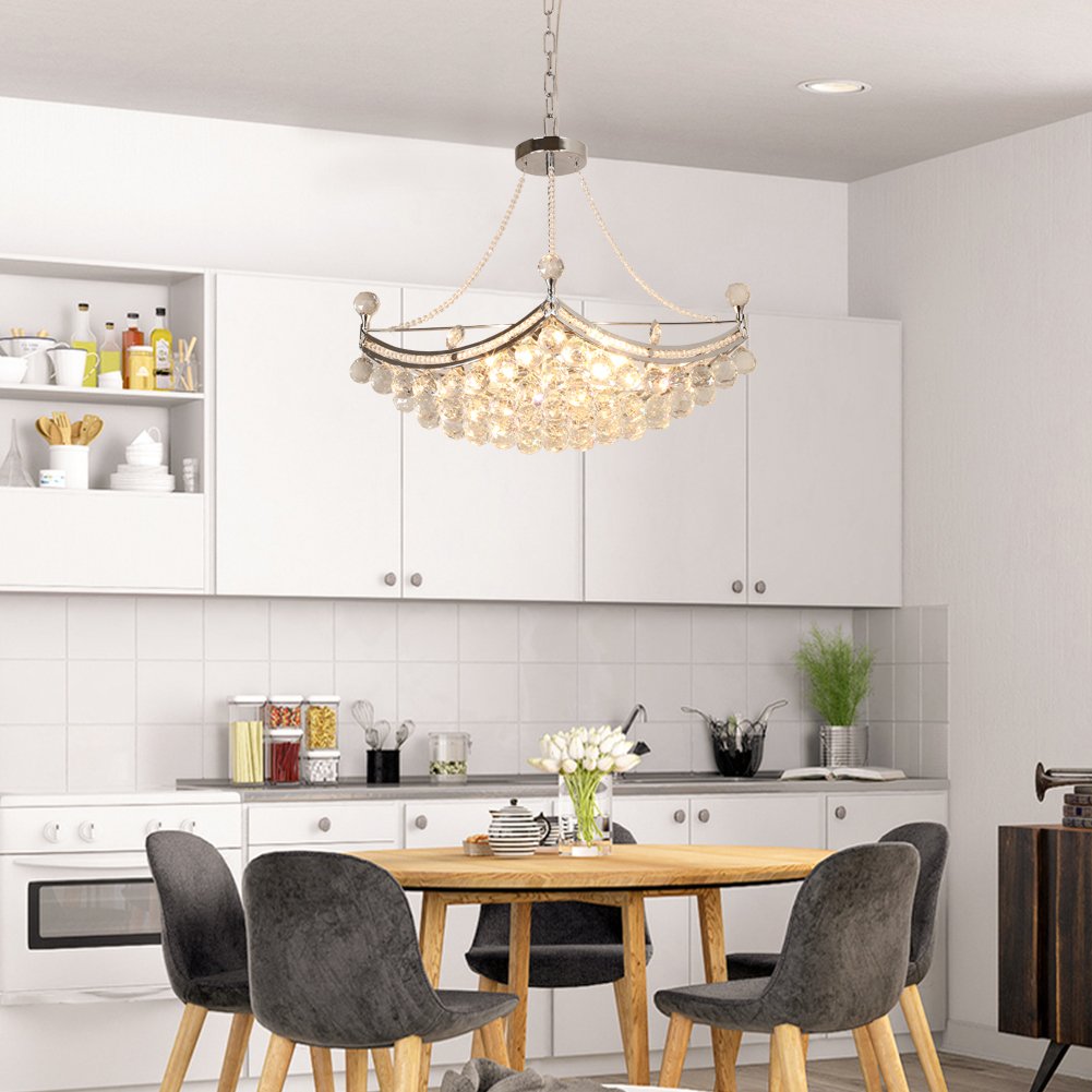 LED Silver Boat-Shaped Crystal Chandelier DS-SZ38