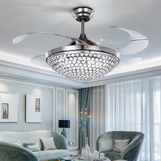 42" Silver Crystal Stealth Ceiling Fan with Light DS-FM75