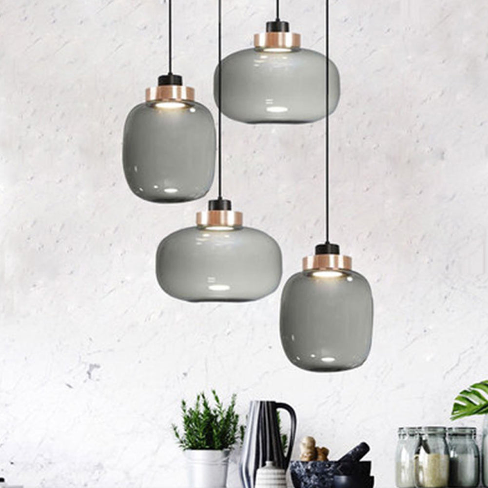 4-Light Smoky Gray Glass Chandelier DS-DY11