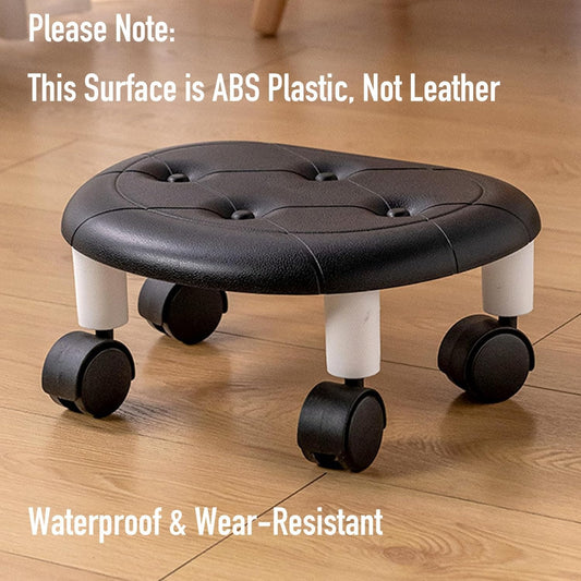 Mobile Low Rolling Stool with ABS Plastic Surface & 360° Swivel Wheels