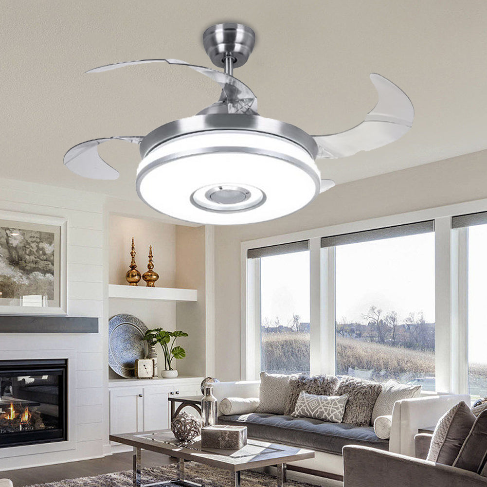 Bluetooth Music Play Ceiling Fan Brush Nickel DS-FZ115