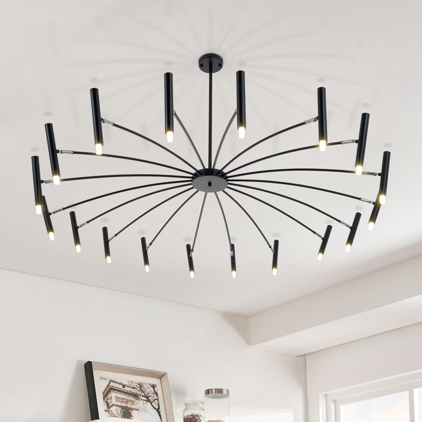 Modern Black Metal Sputnik Chandelier DS-DY80