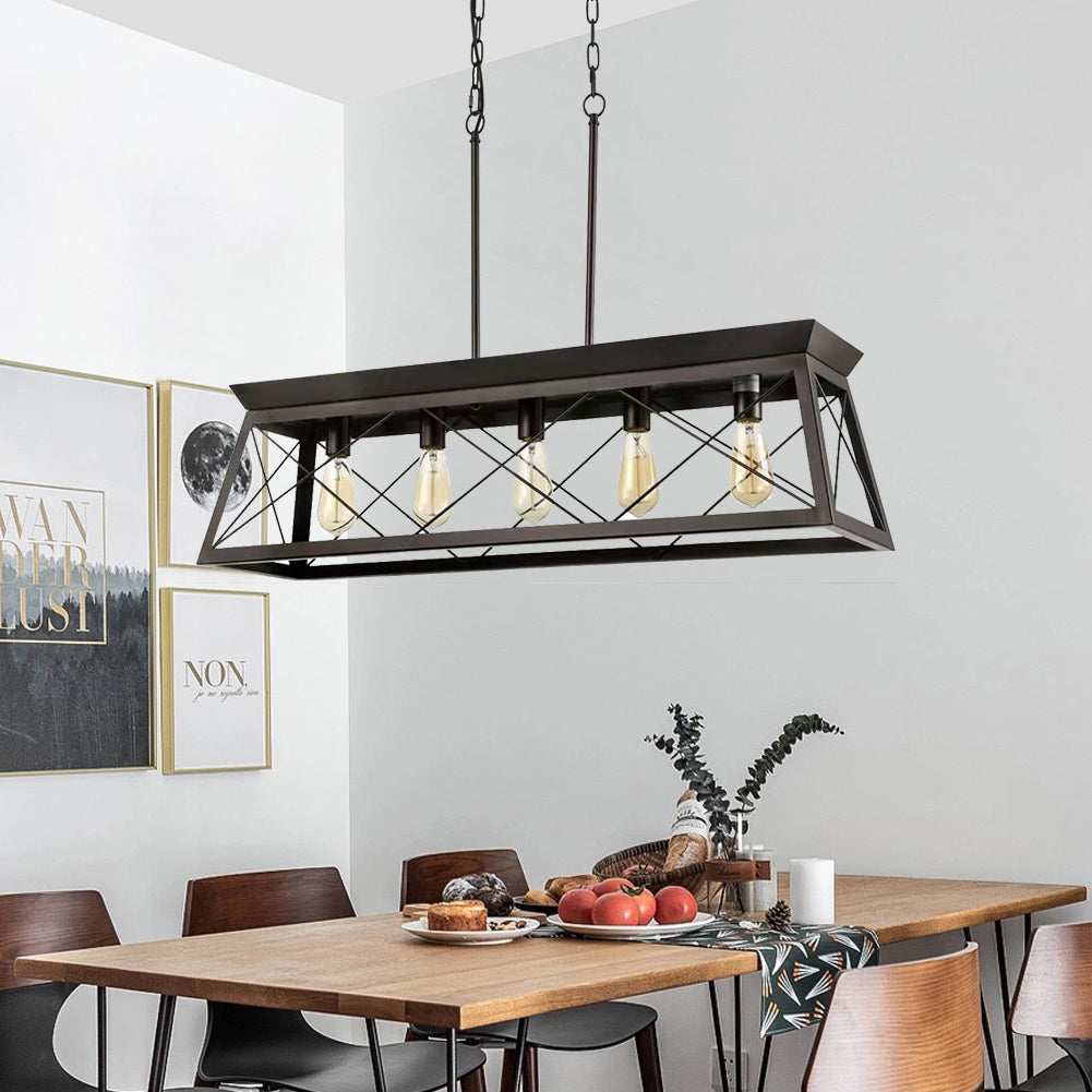 Black Iron Rectangular Chandelier DS-BY08