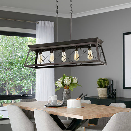 Black Iron Rectangular Chandelier DS-BY08