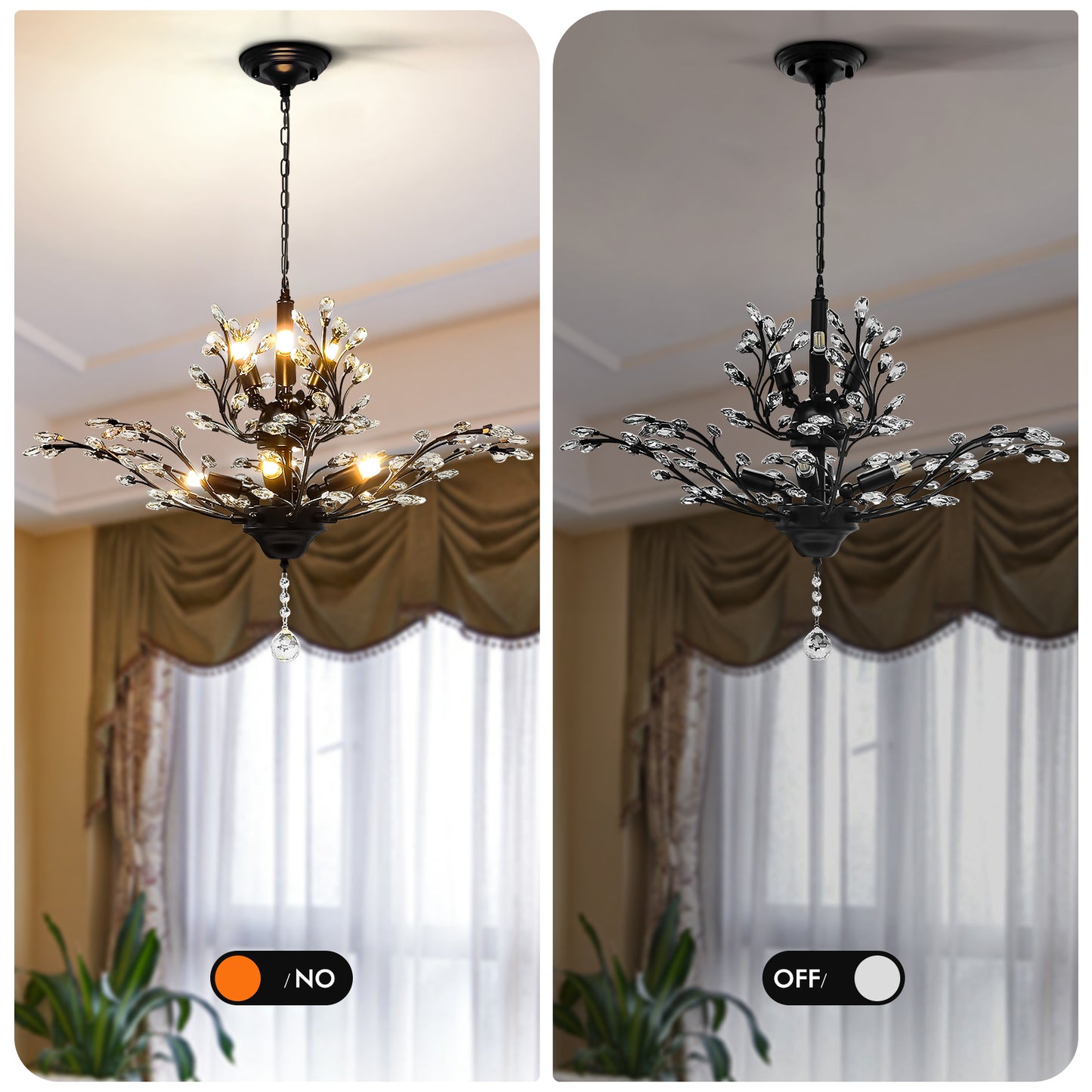 Black Vintage Branche Crystal Chandelier DS-SY38