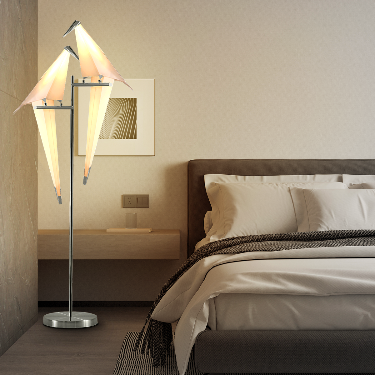 68" Origami Crane Bird Floor Lamp DS-SL64