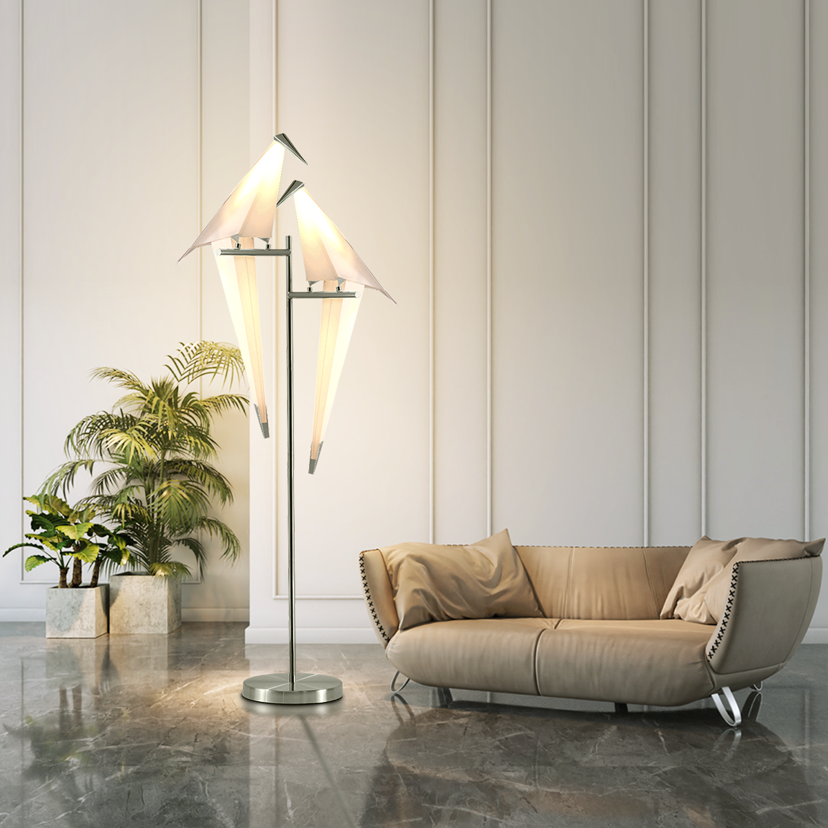 68" Origami Crane Bird Floor Lamp DS-SL64