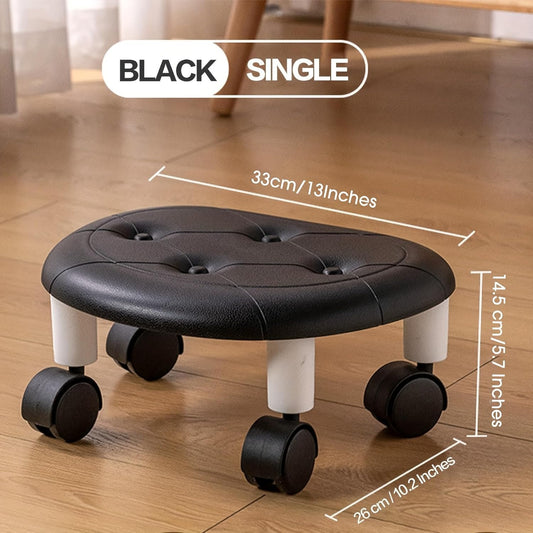 Mobile Low Rolling Stool with ABS Plastic Surface & 360° Swivel Wheels