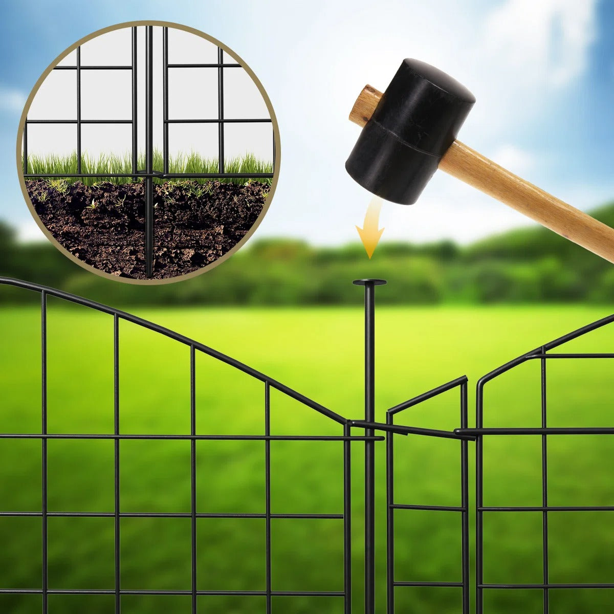 30" H x 29.5" W Black Metal Fencing with 5 Panels Included
