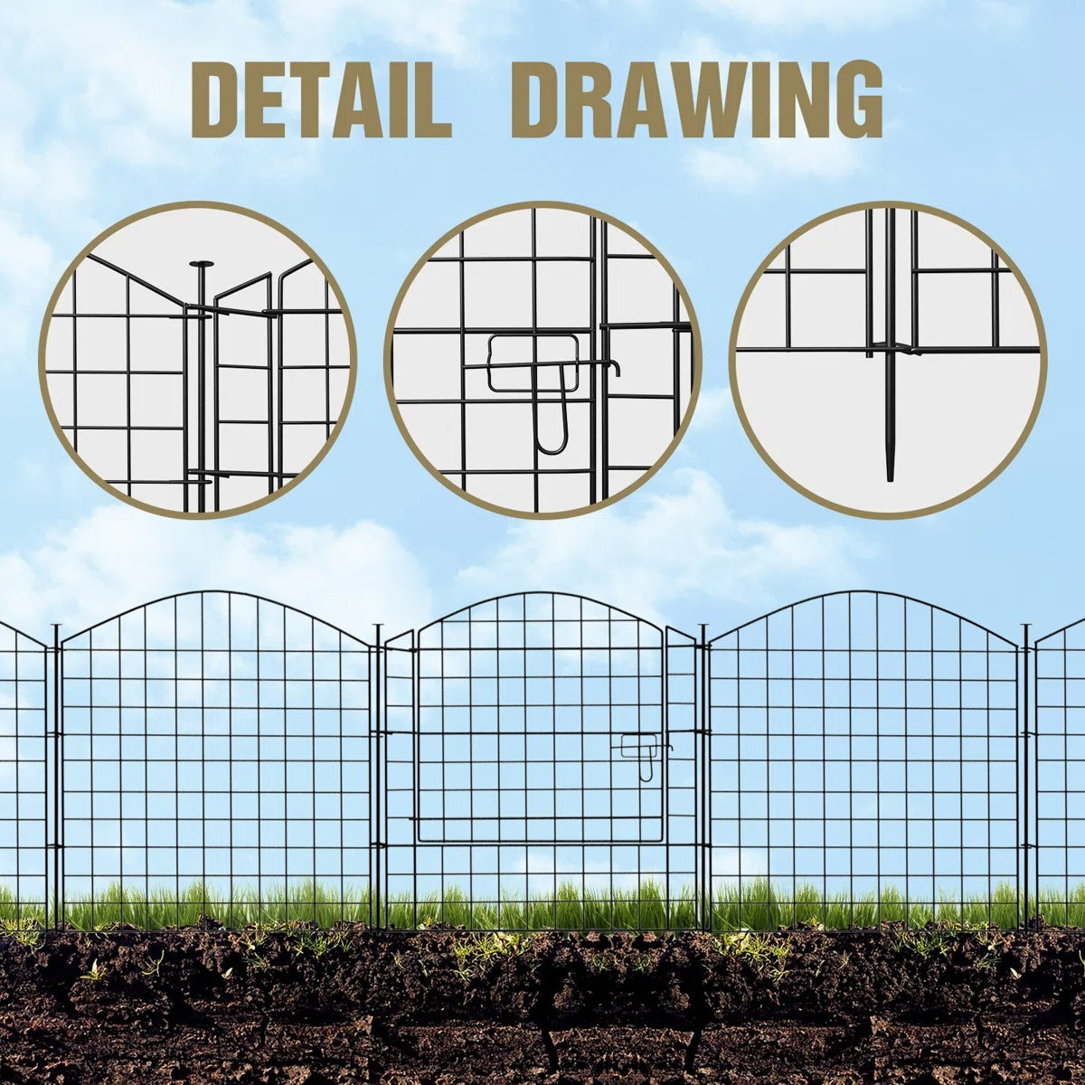30" H x 29.5" W Black Metal Fencing with 5 Panels Included