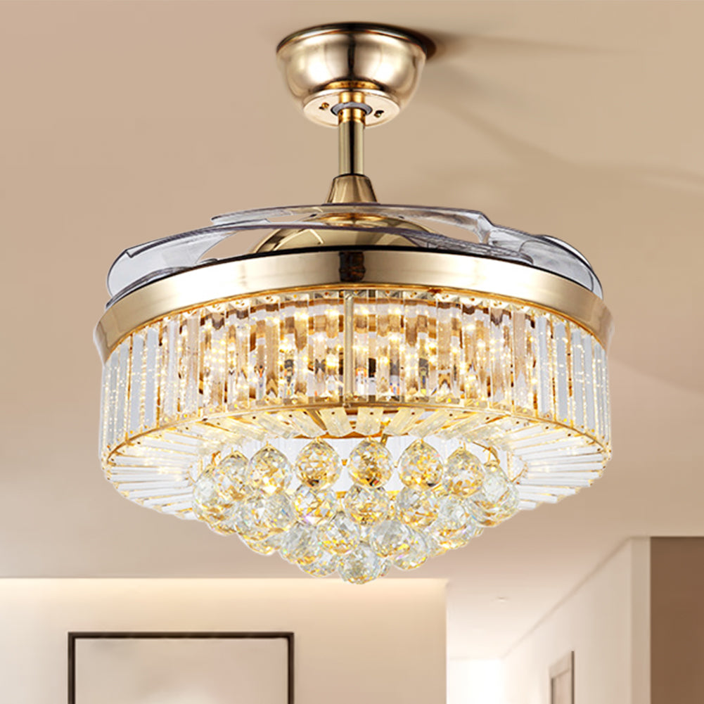 Retractable Fandelier Ceiling Fan Light Gold DS-LX58