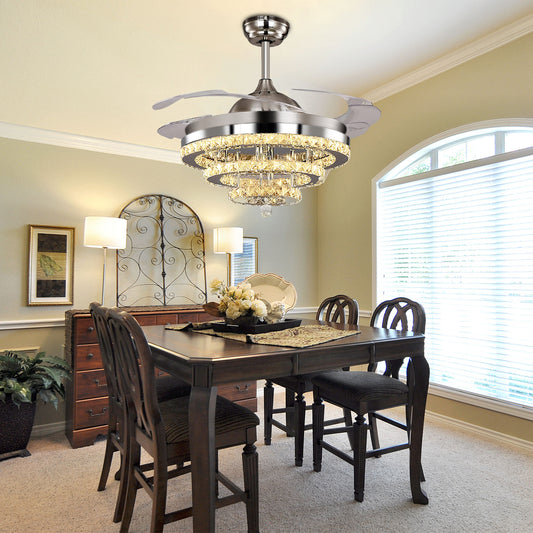 42" Silver Crystal Fan Chandelier DS-FZ103