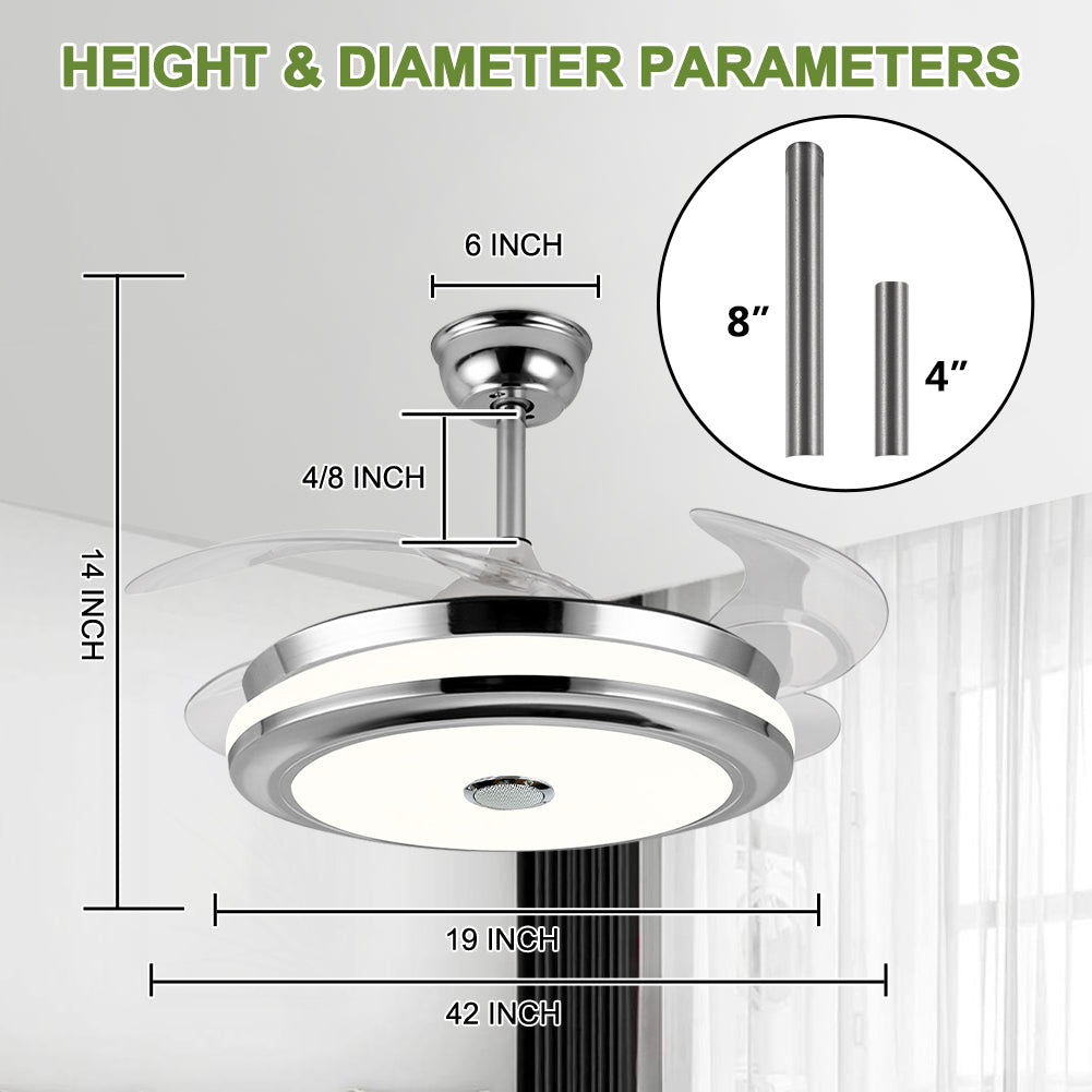 42" Bluetooth Three-Tone-Light Fan with Light DS-FZ05