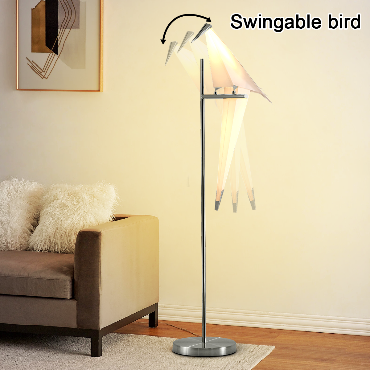 63"Thousand Origami Crane Floor Lamp Silver DS-SL65