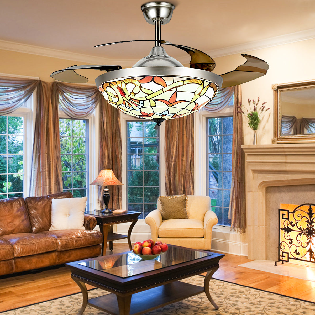 42" Vintage Invisible Ceiling Fan with Light DS-FZ168