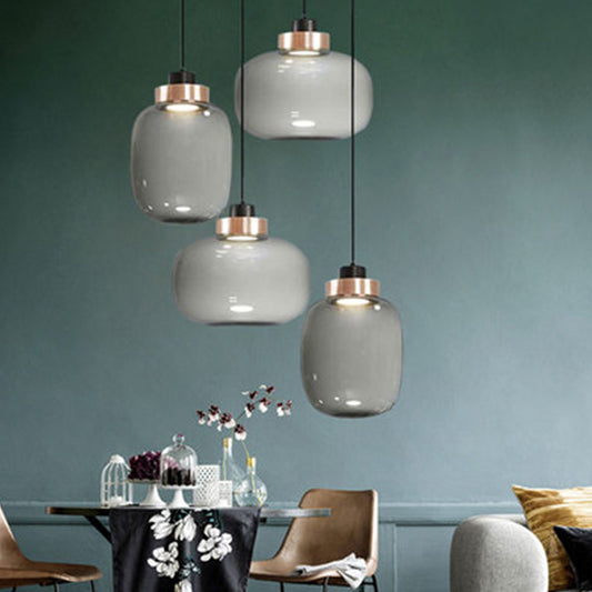 4-Light Smoky Gray Glass Chandelier DS-DY11