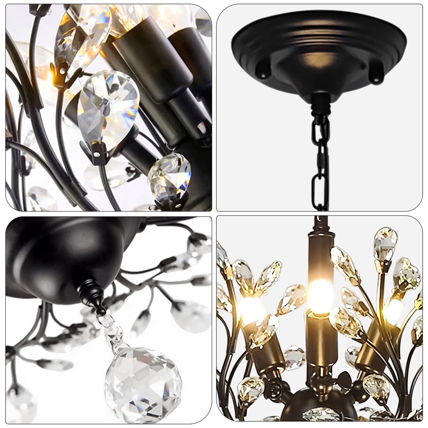 Black Vintage Branche Crystal Chandelier DS-SY38