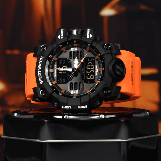 Men's 50m Waterproof Military Quartz Watch - LED Digital Clock TH-51