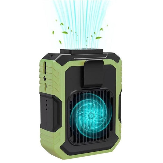 Portable Waist Fan Cool Clip Fans with 4000mAh Battery Power Supply 3 Speed Settings LED Lights-Green