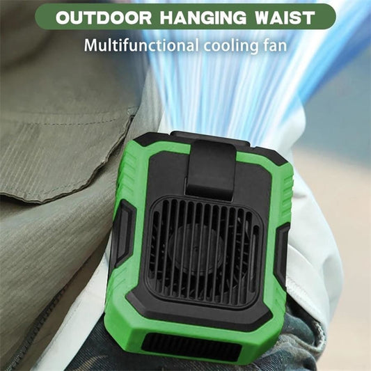 Portable Waist Fan Cool Clip Fans with 4000mAh Battery Power Supply 3 Speed Settings LED Lights-Green