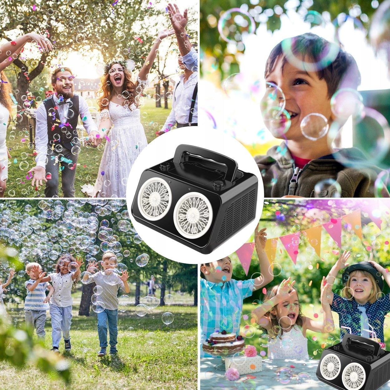 Durable Automatic Bubble Machine Blower for Kids with 2 Speed, Indoor Outdoor