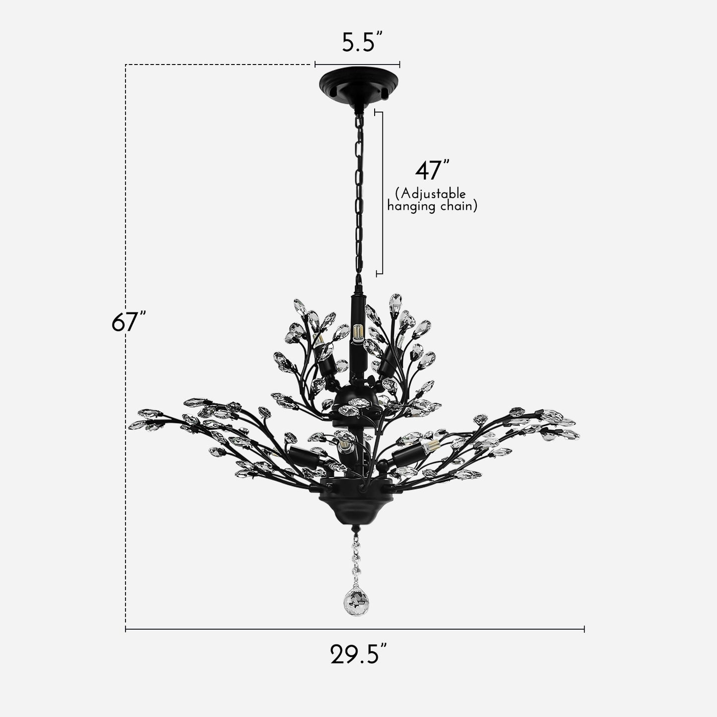 Black Vintage Branche Crystal Chandelier DS-SY38