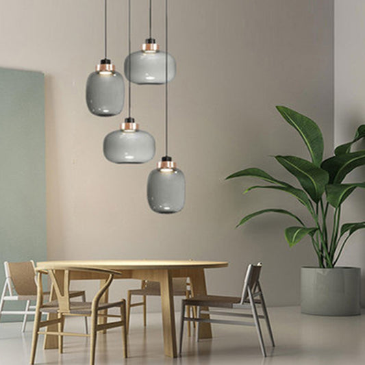 4-Light Smoky Gray Glass Chandelier DS-DY11