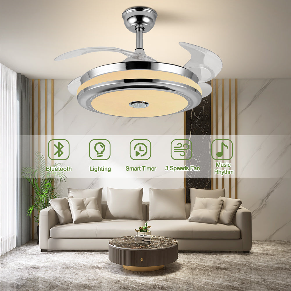 42" Bluetooth Three-Tone-Light Fan with Light DS-FZ05