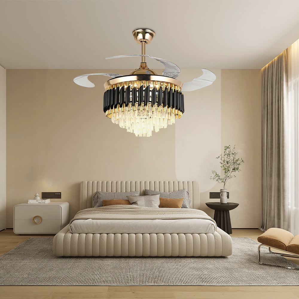 42" Crystal Celing Fan with LED Lights (Gold) DS-FZ188