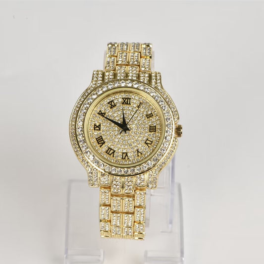 Men's Watch Cuba Hip Hop Watch - Bezel Set Large Rhinestone Watch