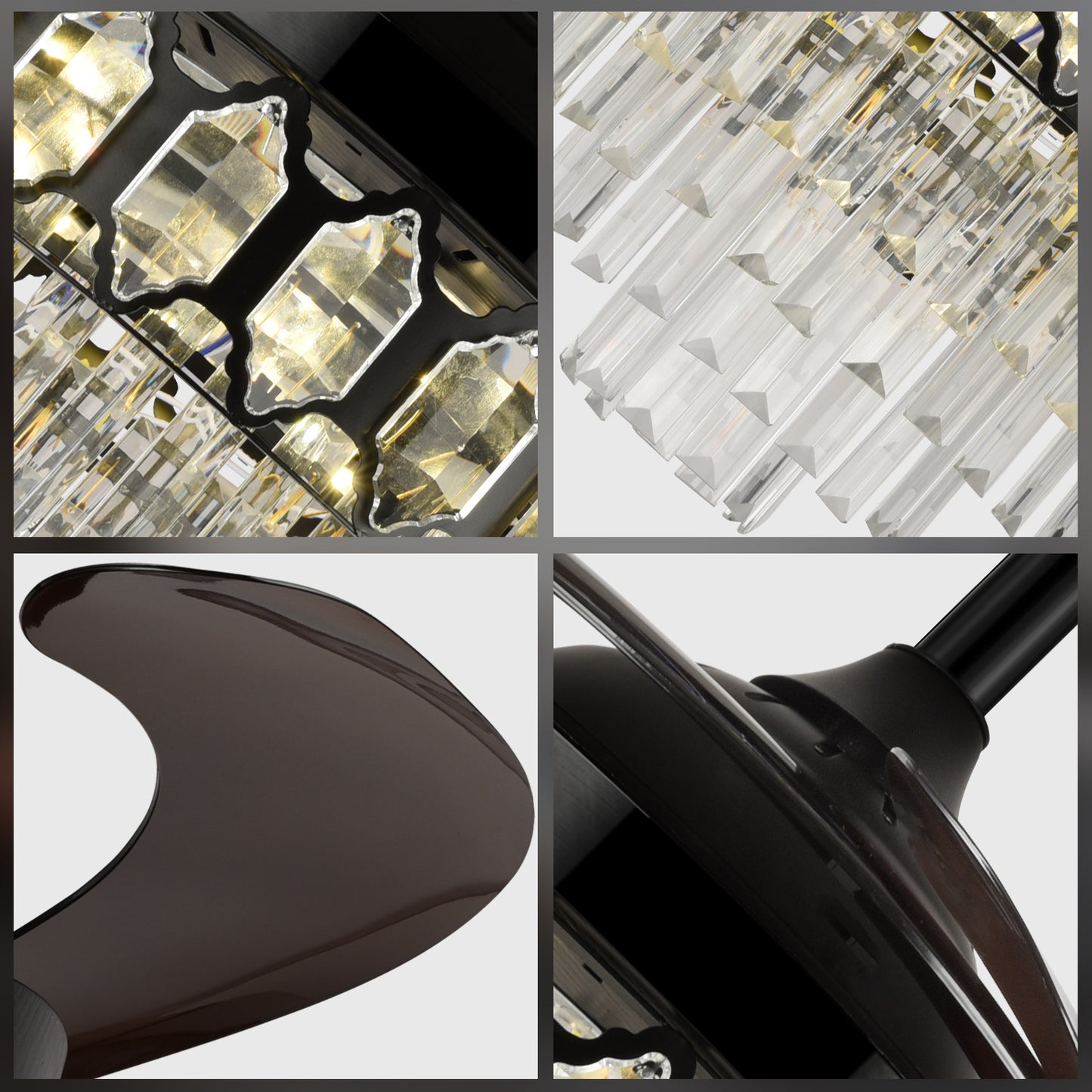 42" Black Crystal Celing Fan with LED Lights (110v) DS-FZ196
