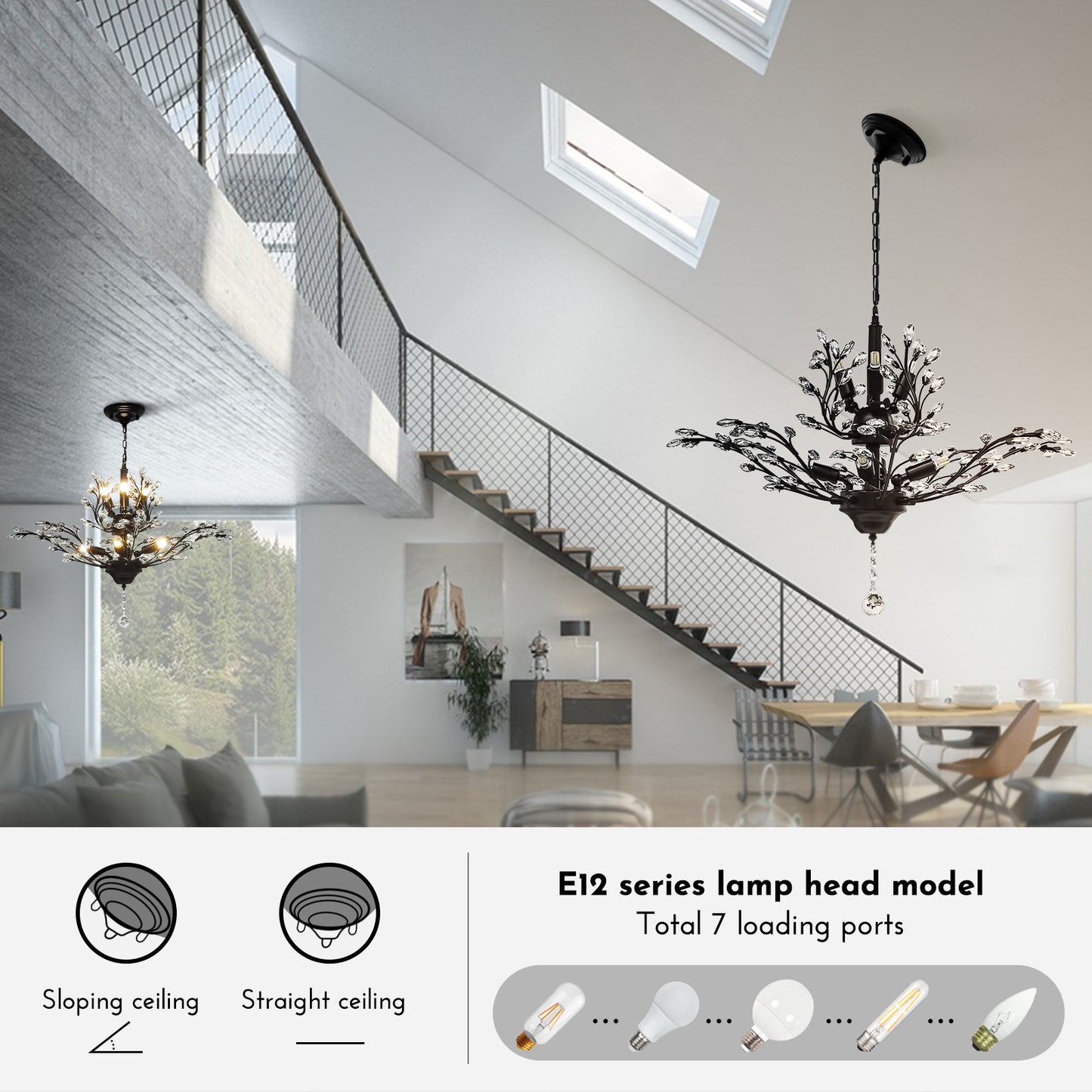 Black Vintage Branche Crystal Chandelier DS-SY38