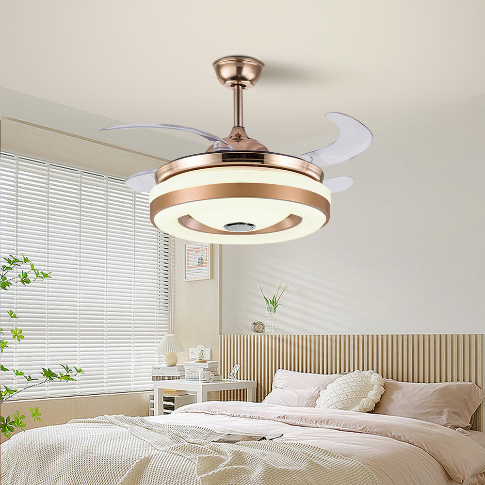 42" Modern Invisible Colorful Bluetooth Music Ceiling Fan with Light