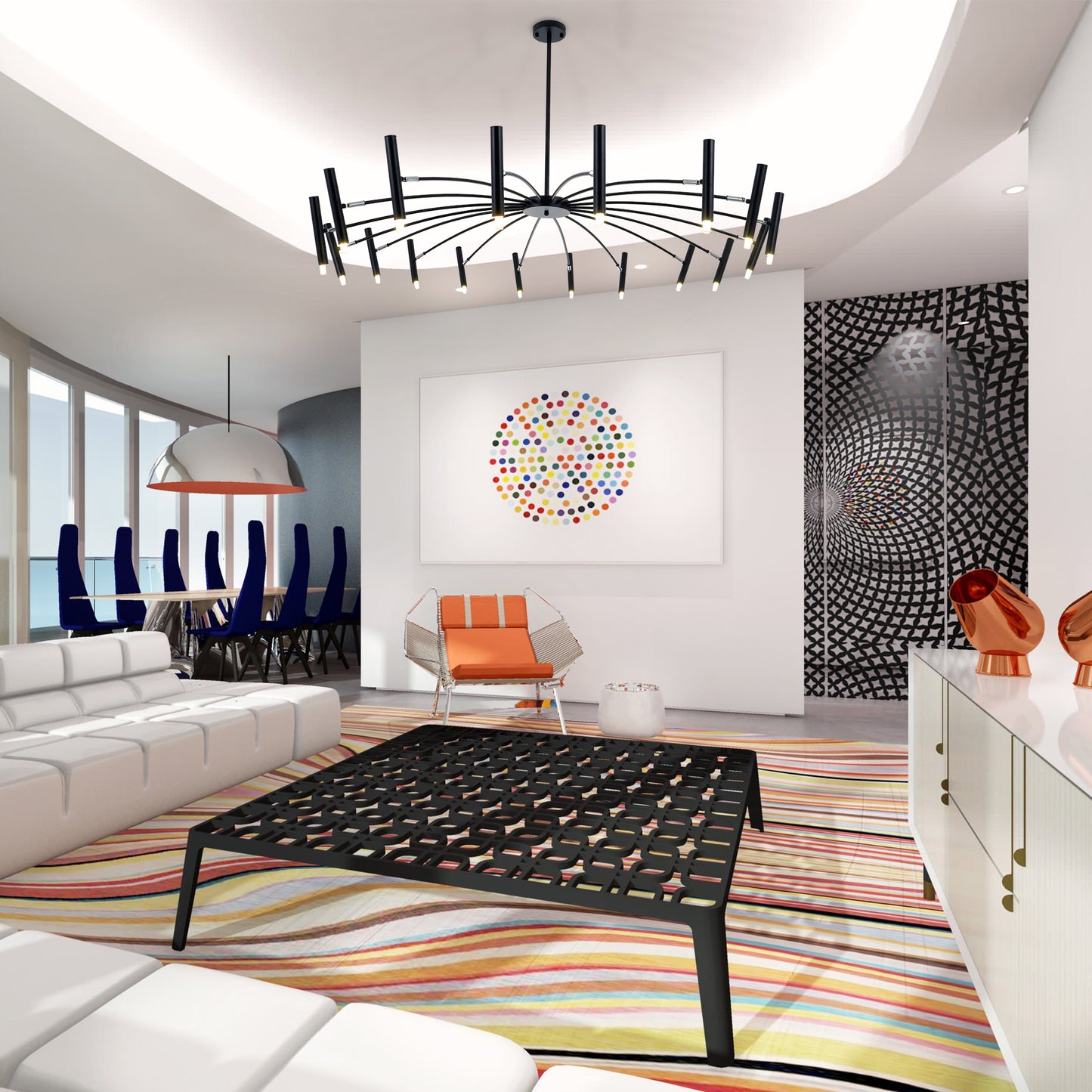 Modern Black Metal Sputnik Chandelier DS-DY80