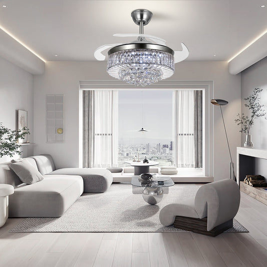 42" Silver Crystal Ceiling Fan with LED Lights (110v) DS-LB08