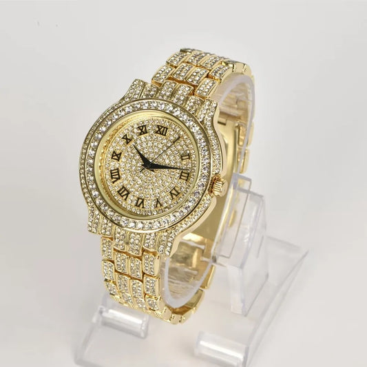 Men's Watch Cuba Hip Hop Watch - Bezel Set Large Rhinestone Watch