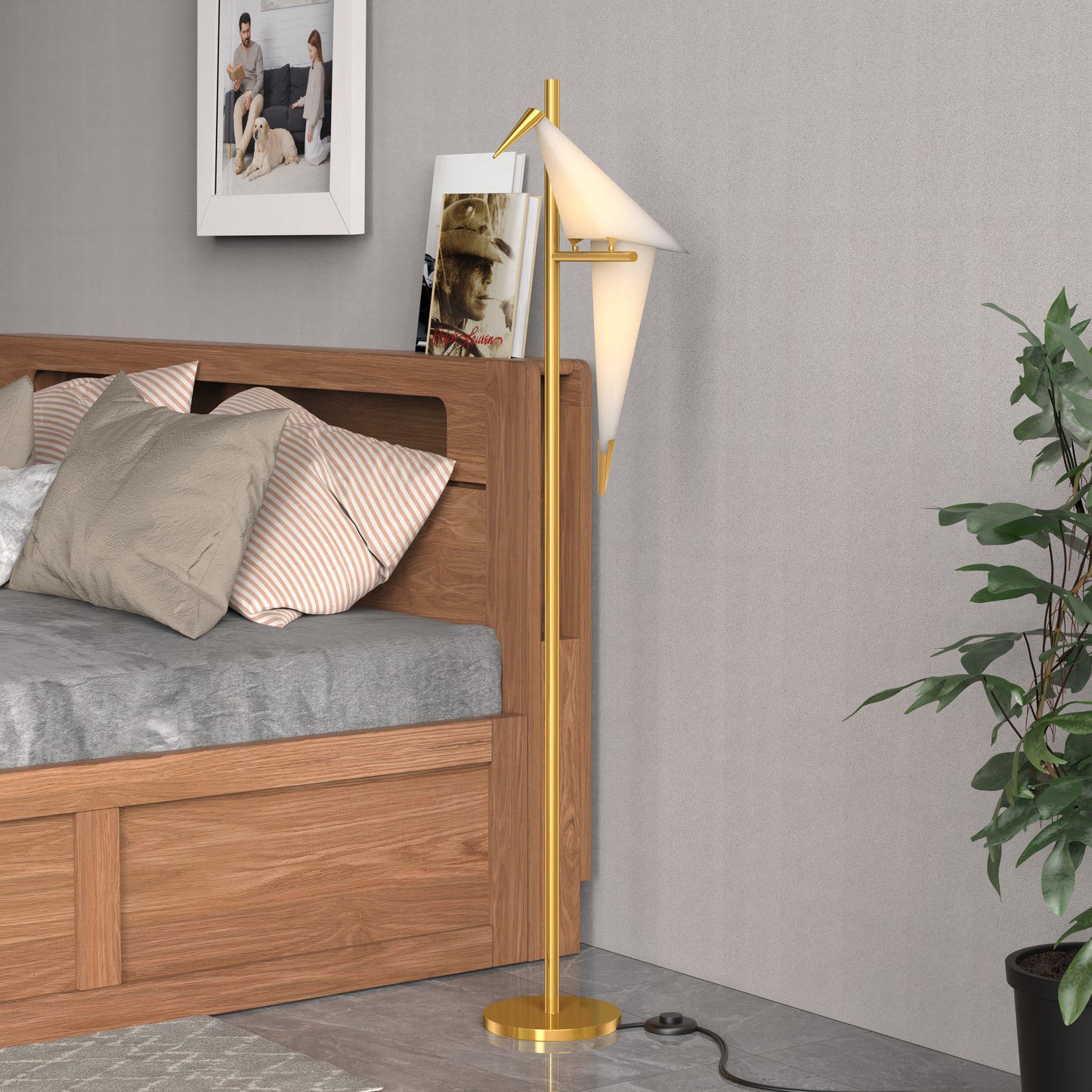 69"Thousand Origami Crane Floor Lamp Gold DS-BL04