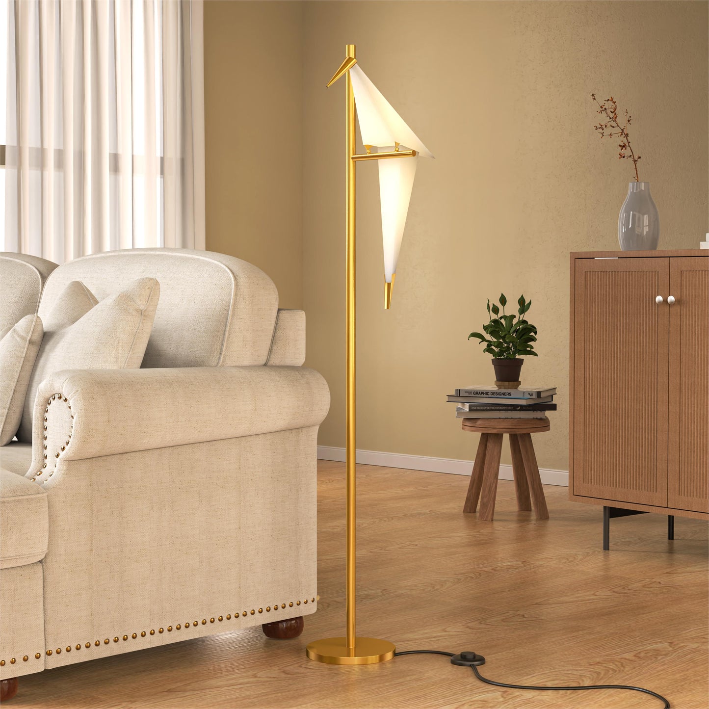 69"Thousand Origami Crane Floor Lamp Gold DS-BL04