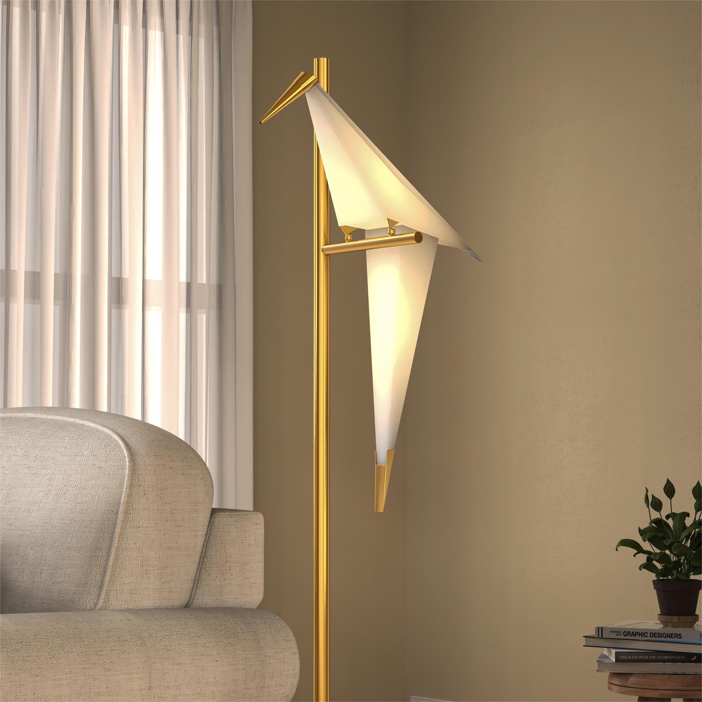 69"Thousand Origami Crane Floor Lamp Gold DS-BL04