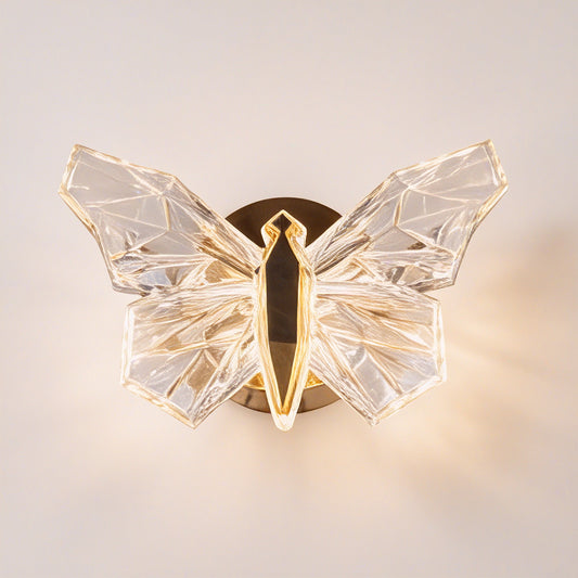 Modern Crystal Butterfly LED Wall Sconce - GoldFinish Wall Light(Warm LED Included)