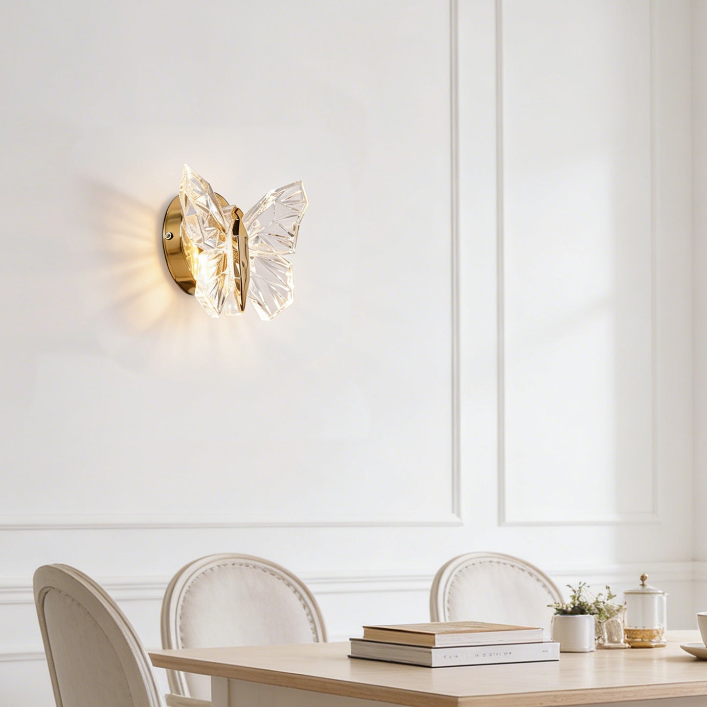 Modern Crystal Butterfly LED Wall Sconce - GoldFinish Wall Light(Warm LED Included)