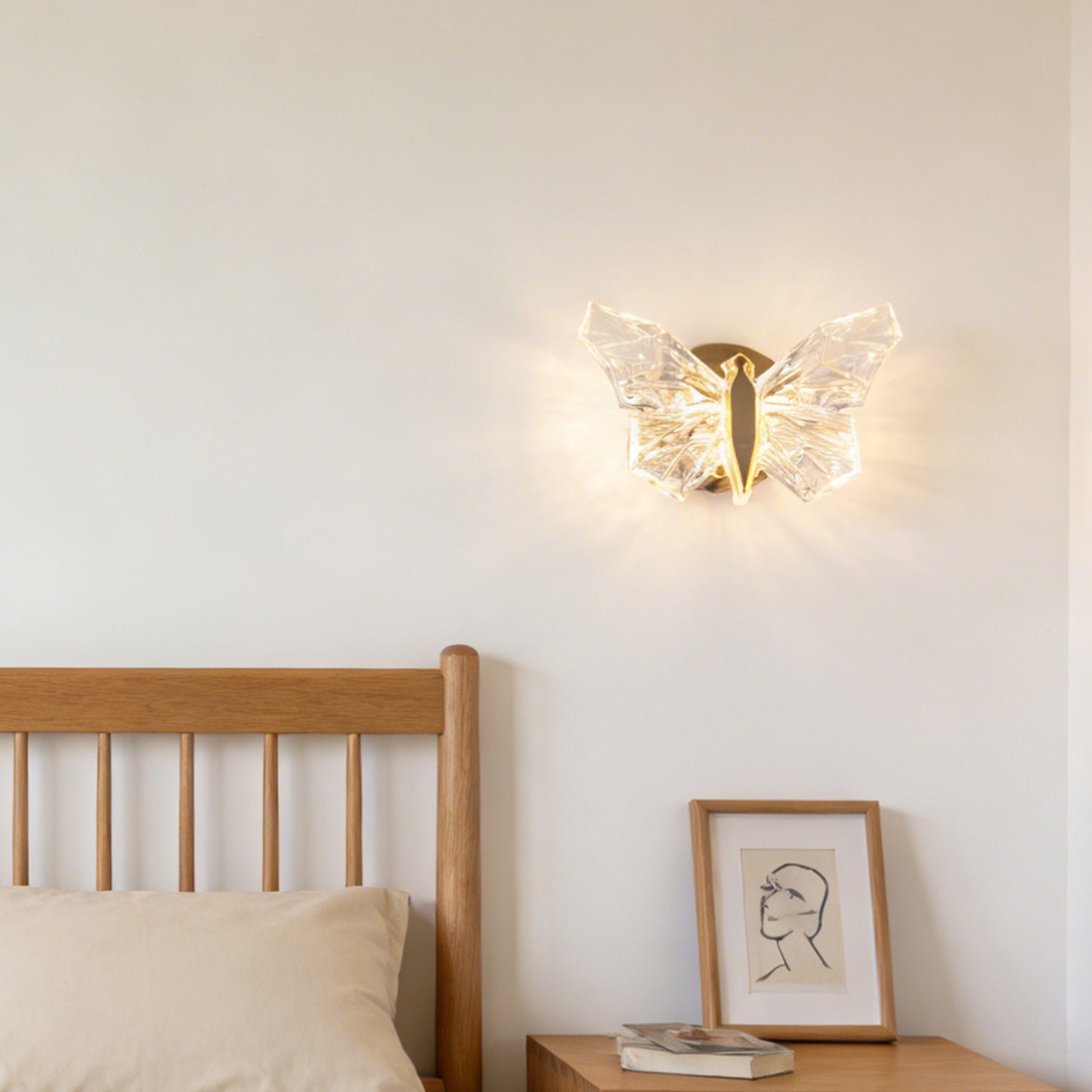 Modern Crystal Butterfly LED Wall Sconce - GoldFinish Wall Light(Warm LED Included)