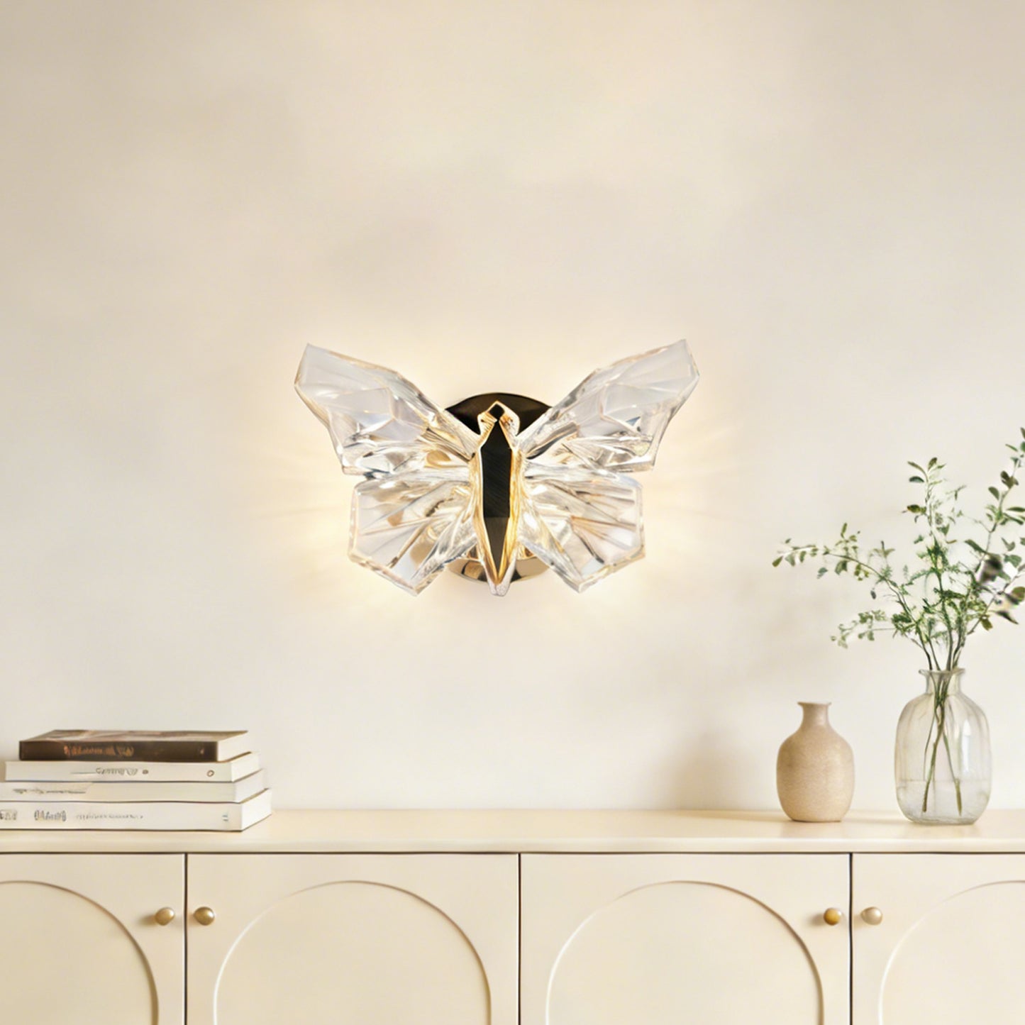 Modern Crystal Butterfly LED Wall Sconce - GoldFinish Wall Light(Warm LED Included)