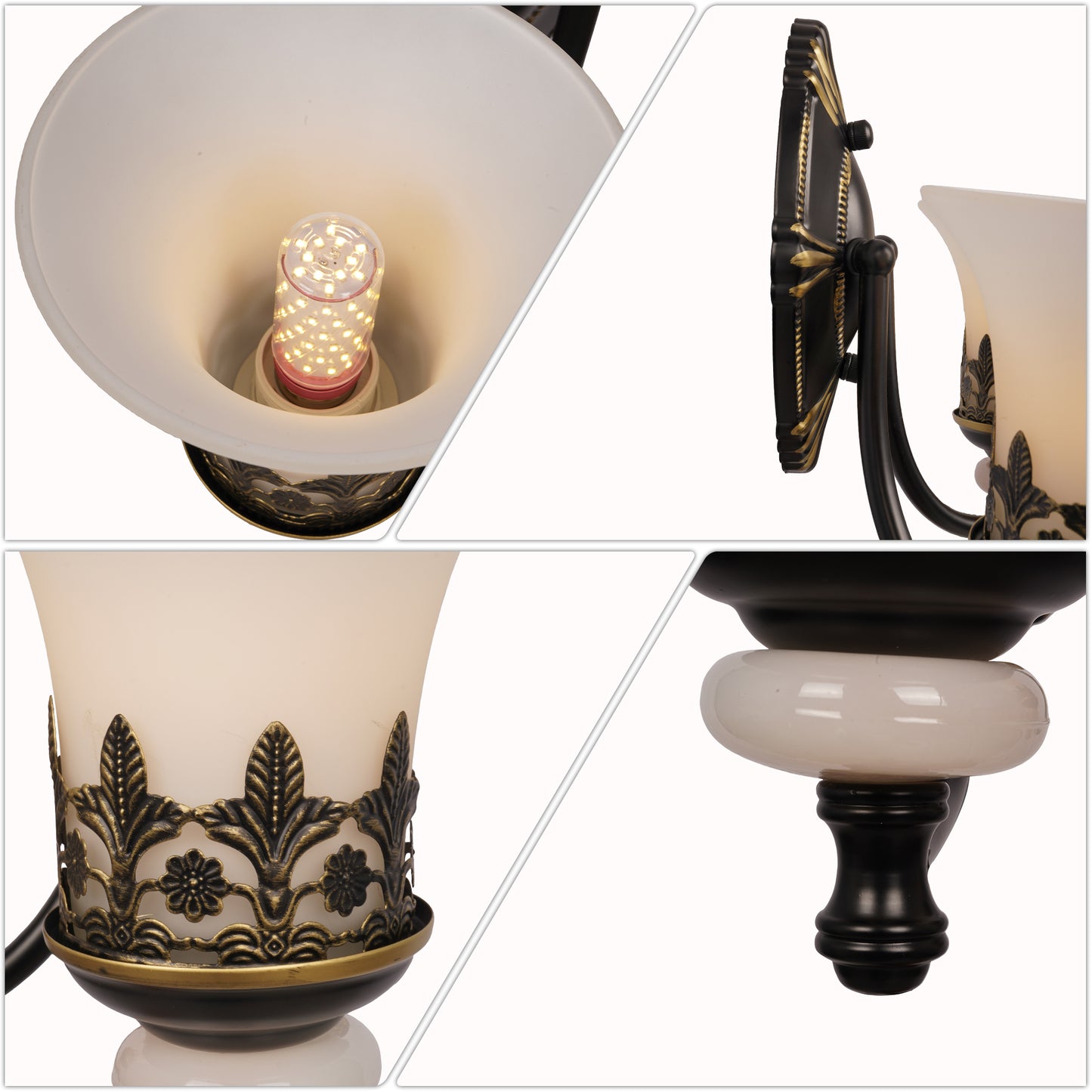 Vintage Double Light Wall Sconce - Antique Metal & Frosted Glass Wall Lamp