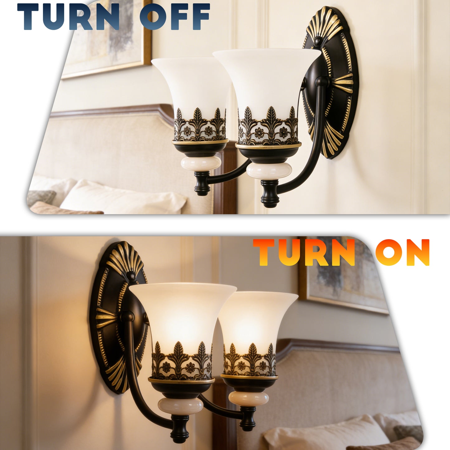 Vintage Double Light Wall Sconce - Antique Metal & Frosted Glass Wall Lamp
