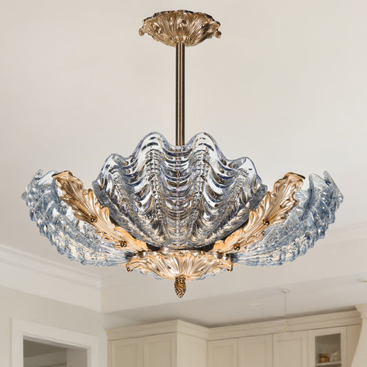 Vintage Shell Crystal Chandelier - Gold 3-Color Dimmable LED Semi-Flush Mount Ceiling Light
