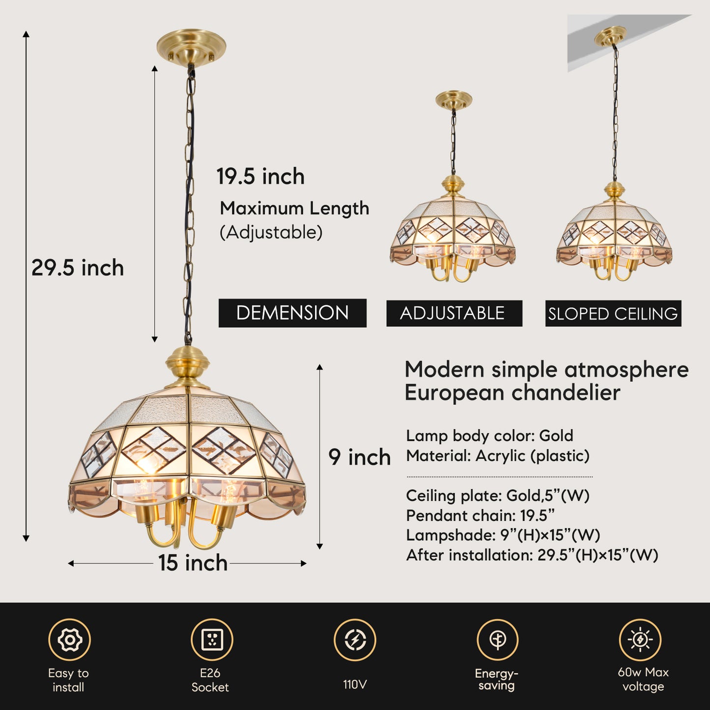 Classic Tiffany Pendant Light DS-DR39