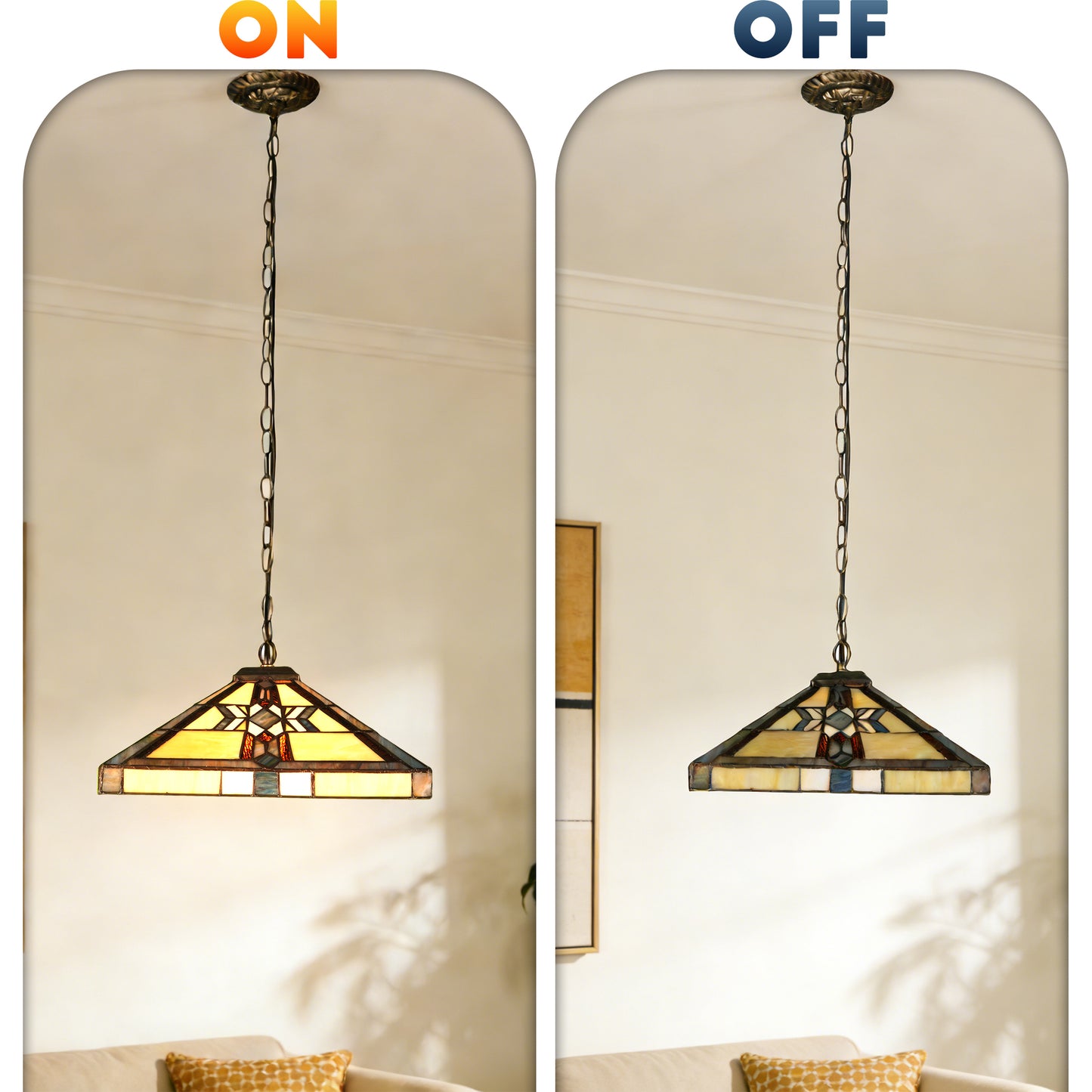 Geometric Stained Glass Pendant Light - Antique Bronze 1-Light E26 Pendant Lamp (Bulb Not Included