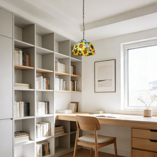 Sunflower Stained Glass Pendant Light - Vintage E26 Pendant Lamp