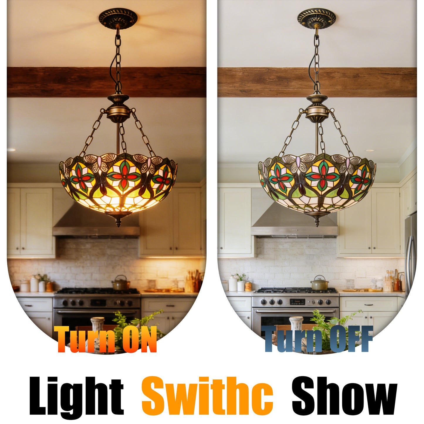 Dragonfly Floral Stained Glass Pendant Light - Antique Bronze Adjustable 3-Light E26 Lamp Bulb Not Included